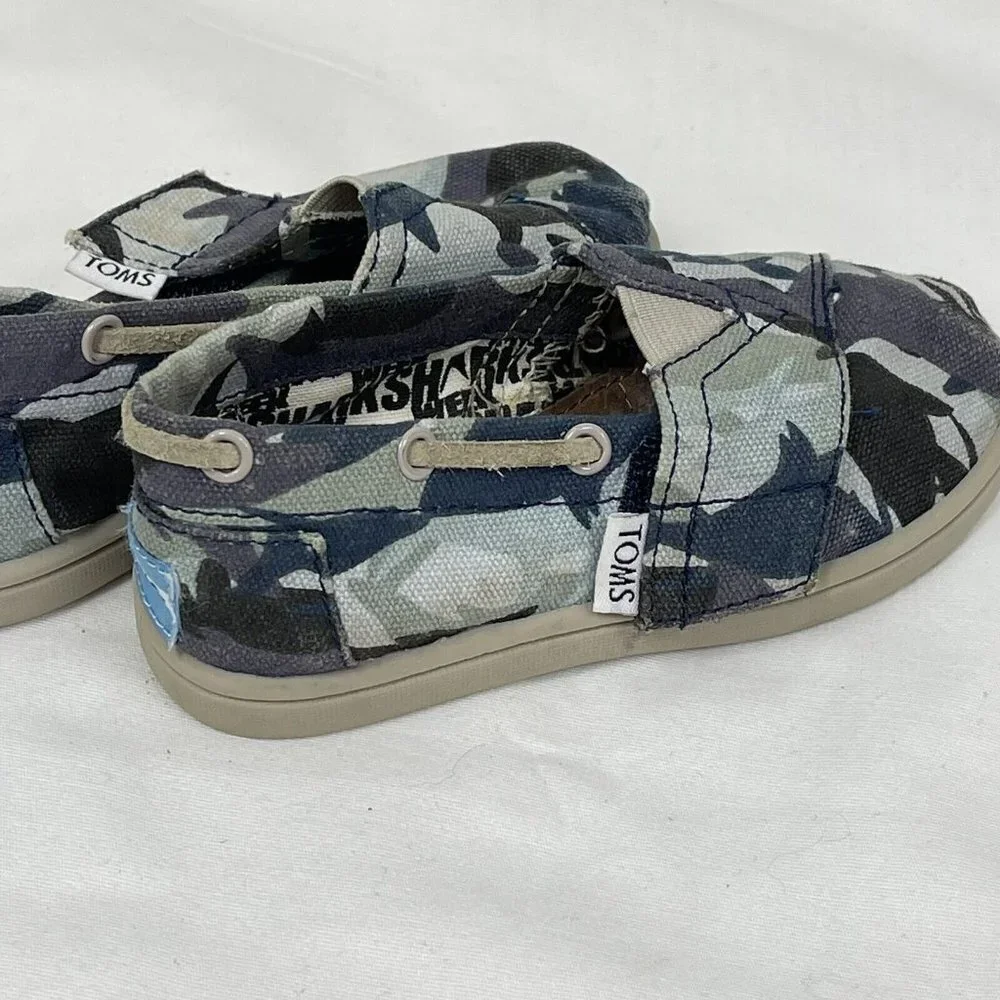 Tiny Toms Blue Camo Toddler Boy Girl Slip On Sneakers Shoes T7 7 Shark Week